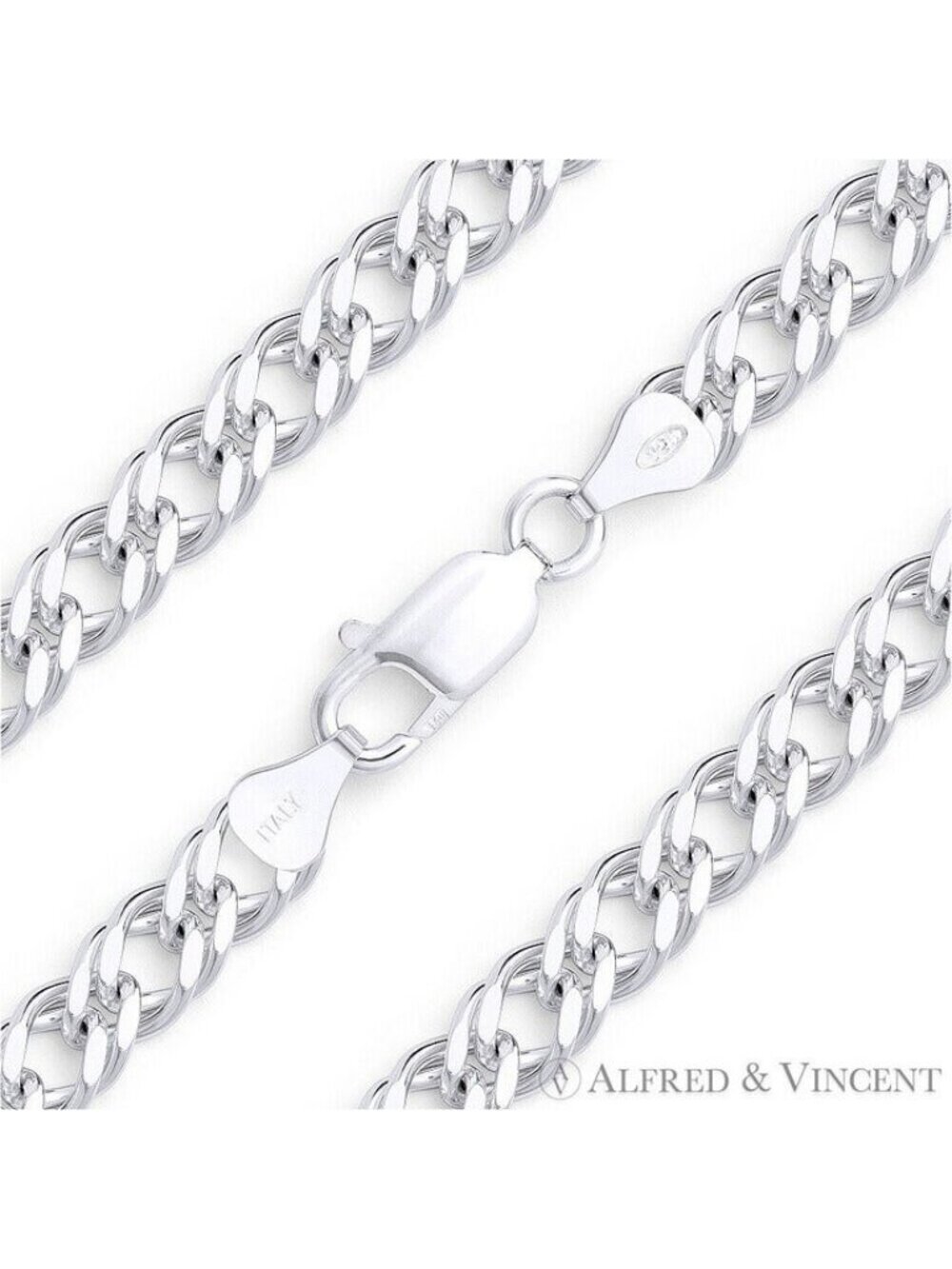 Rombo Link Italian Chain Anklet in Solid .925 Sterling Silver - 9"